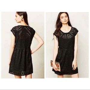 Anthropologie Vanessa Virginia Embroidered Cutwork Dress Black
